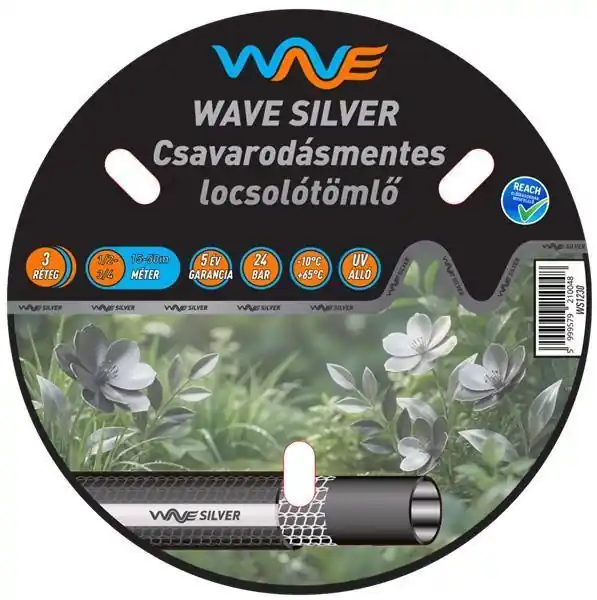 Csak ma WAVE SILVER 3 rétegű szöveterősítésű csavarodásmentes kerti locsolótömlő, 1/2" 20m (WS1220) (TFA)