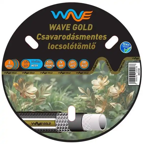 WAVE GOLD 5 rétegű szöveterősítésű csavarodásmentes kerti locsolótömlő, 1/2" 50m (WG1250) (TFA) Árengedmény