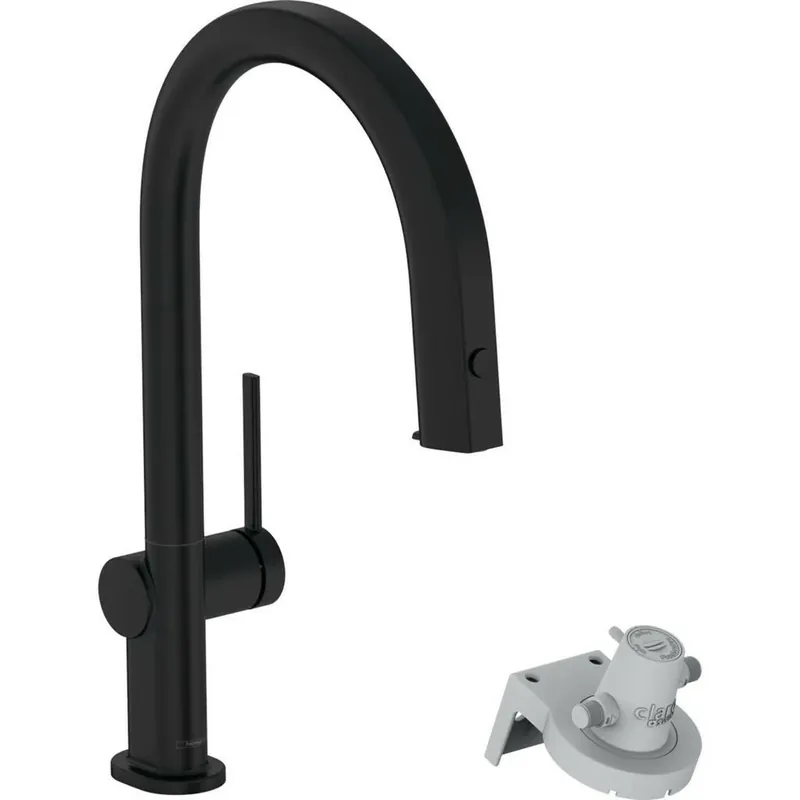 Hansgrohe Aqittura M91 Filtersystem konyhai csaptelep 210, kihúzható kifolyó, 1jet, sBox, matt fekete (76826670) Árcsökkenés