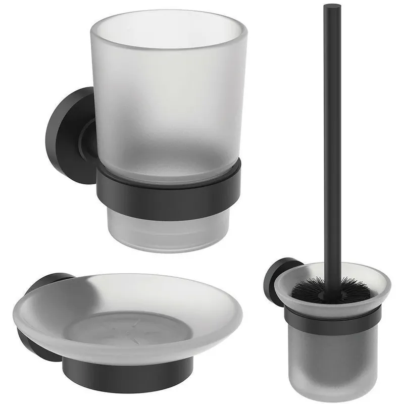 Ideal Standard IOM fürdőszobai kiegészítő készlet: WC kefe + tartó, üvegpohár + tartó, szappantartó (A9245XG) Kedvezmény