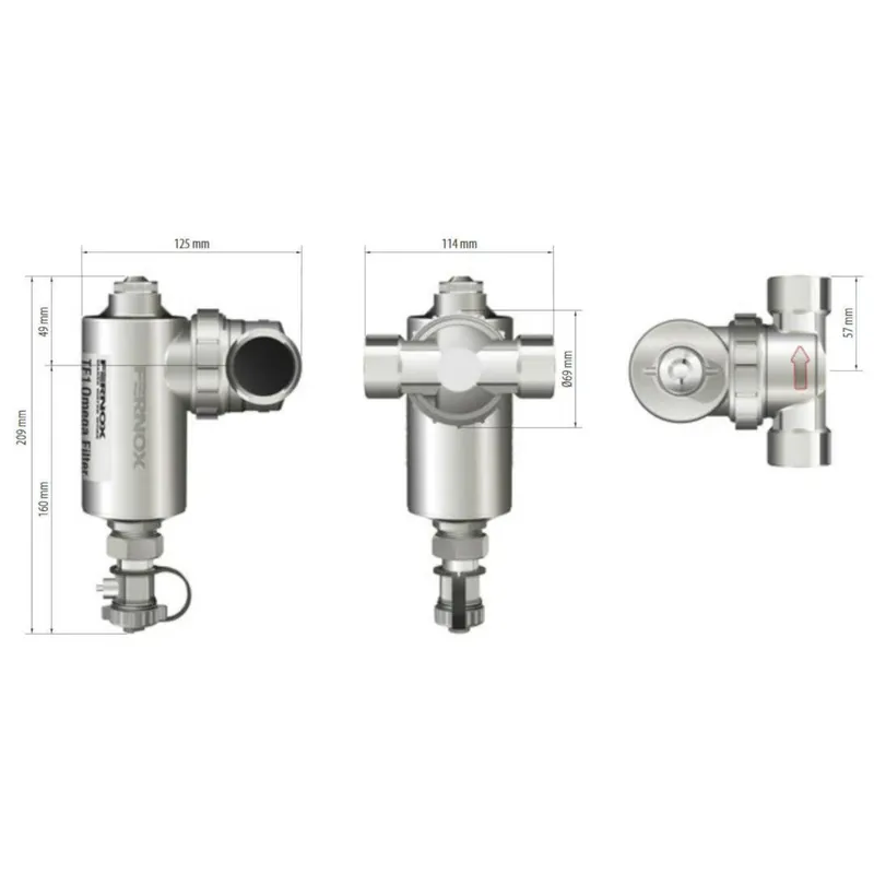 FERNOX TF1 OMEGA filter iszapleválasztó, mágneses, fémházas 1" ( 62337 ) Exkluzív ajánlat