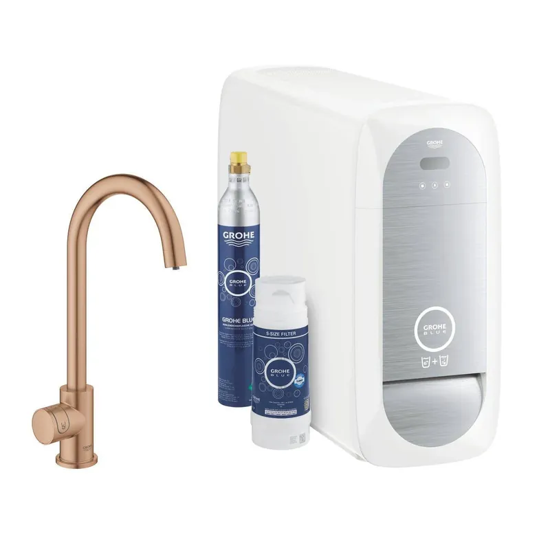 Olcsóbb Grohe Blue Home Mono C-kifolyós kezdőkészlet, Brushed Warm Sunset (31498DL1)