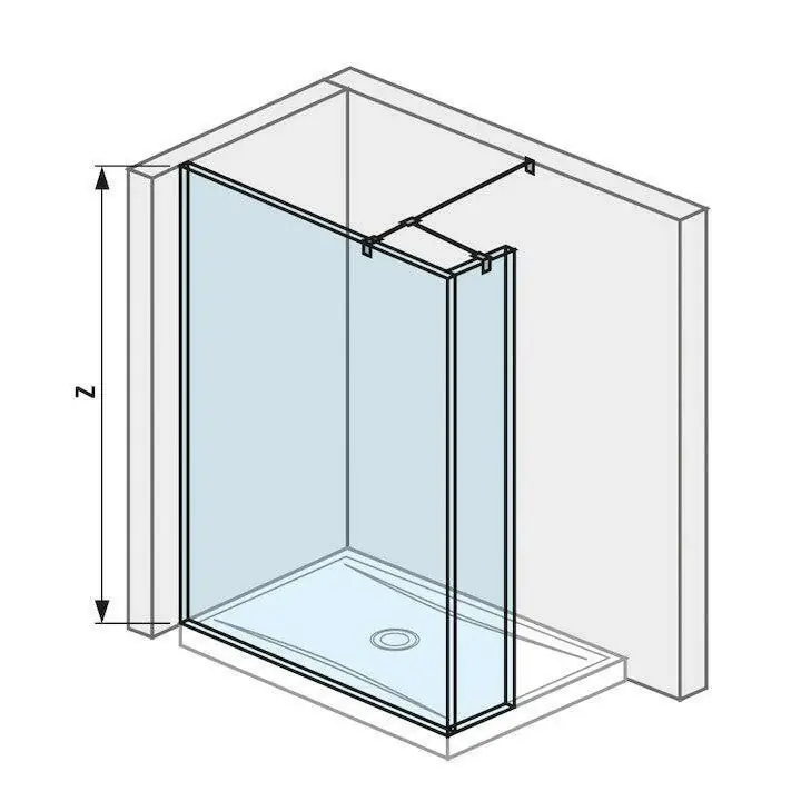 Jika Cubito Pure 130 üvegfal oldalfalhoz, rövid üvegfallal, sarok profillal, 130x200 cm Prémium