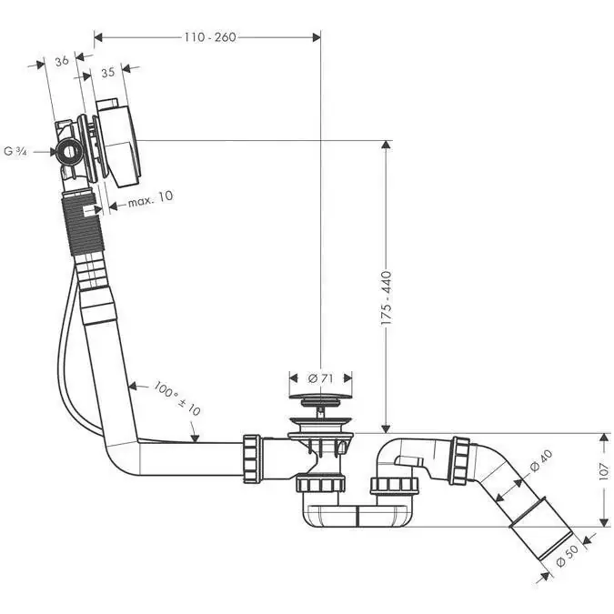 Akciós ár Hansgrohe Exafill S komplett készlet 520 mm bowden