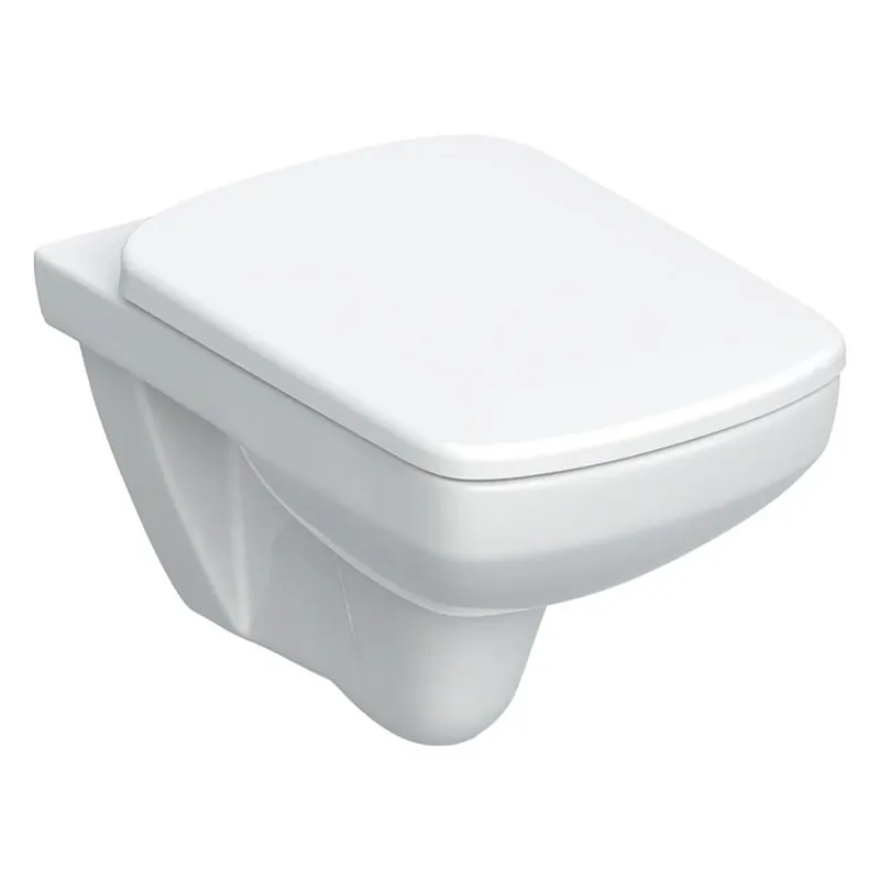 Geberit Selnova Square fali WC készlet, mélyöblítésű, zárt forma, Rimfree, WC-ülőkével, felső rögzítés (501.961.00.1) Biztonságos fizetés