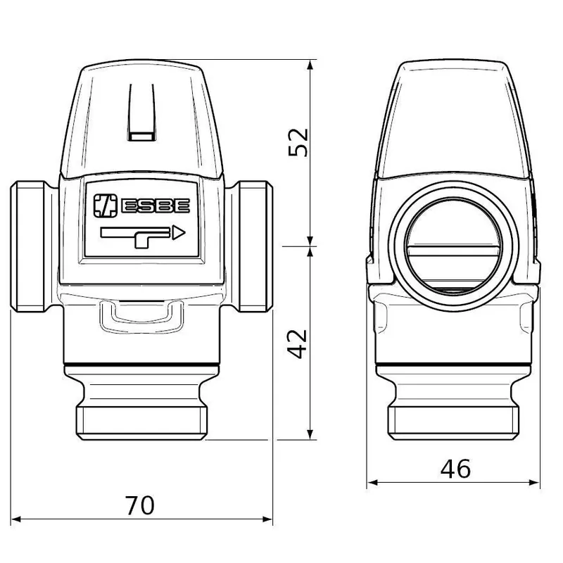 ESBE VTA322 35-60C 20-1,6 KM 1" termosztatikus keverőszelep (31101000) Olcsóbb