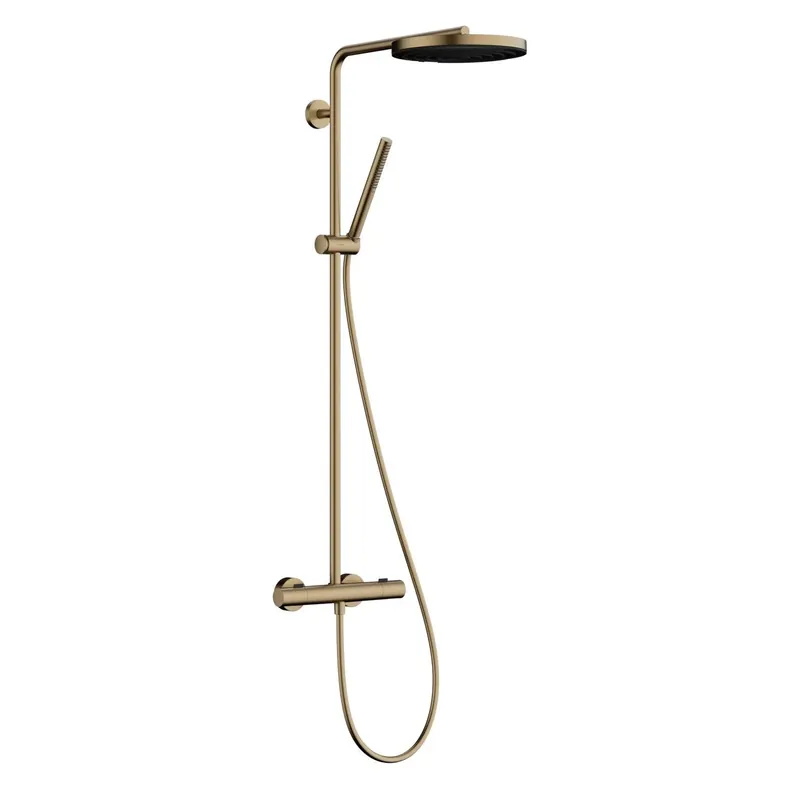 Hansgrohe Pulsify S Puro zuhanyrendszer termosztátos, EcoSmart, kézizuhany 1jet, szálcsiszolt bronz (24223140) Szuper akció