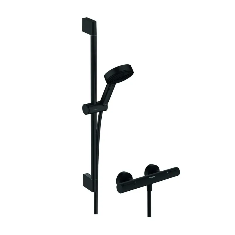 Azonnali szállítás Hansgrohe Pulsify Select S zuhanyrendszer termosztátos, Ecostat Element, 65cm-es zuhanyrúd matt fekete (24272670)