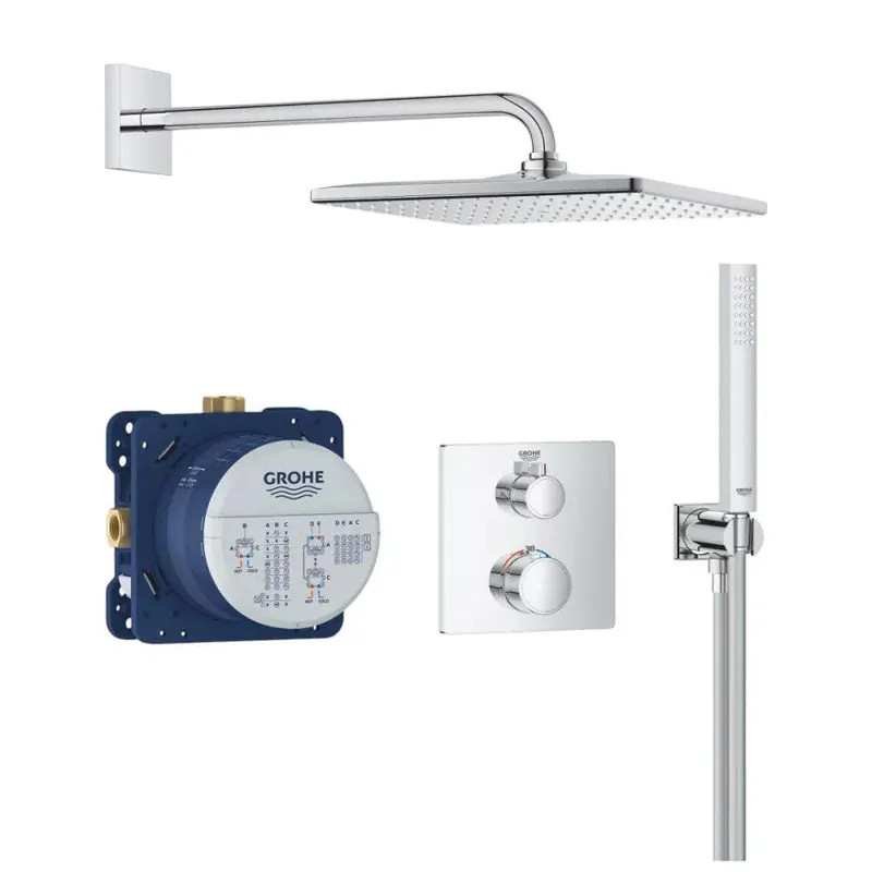 Expressz kézbesítés Grohe Grohtherm zuhanyrendszer Rainshower Mono 310 Cube fejzuhannyal (34870000)