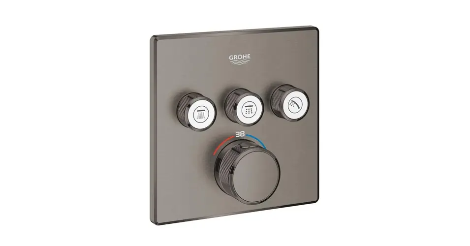 GROHE Grohtherm SmartControl termosztát falsík mögötti telepítéshez, 3 fogyasztóra, brushed hard graphite Prémium
