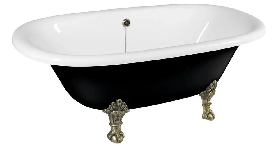 Kiárusítás POLYSAN Regata szabadonálló kád, 175×85×61 cm, bronz lábak, fekete/fehér