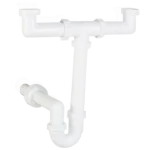 Kétmedencés csőszifon 6/4", leeresztőszelep nélkül, Ø40 mm-es elfolyással Azonnali szállítás
