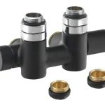 SAPHO Twin Combi csatlakozókészlet radiátorhoz, középső bekötés, 50 mm, fekete Gyors szállítás