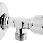Különleges ajánlat FERRO sarokszelep takarórozettával és fém kezelőkarral 1/2"×3/4"