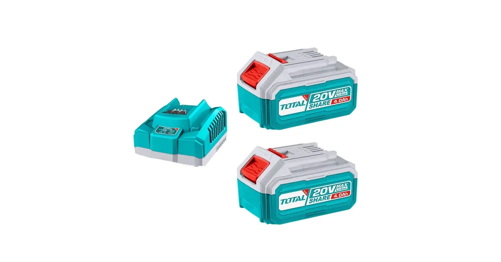 TOTAL Lítium-ion akkumulátor + töltő szett - 2db 4,0Ah - 20V/P20S - Industrial Expressz kézbesítés