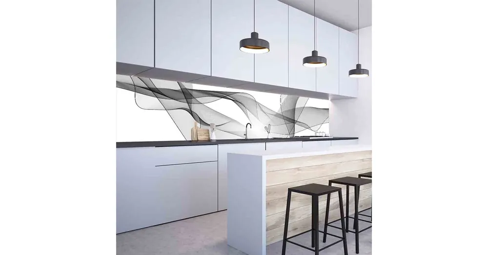 Konyhai hátfal Wallplex falburkoló Fekete hullám 60x120cm Kedvezményes ár
