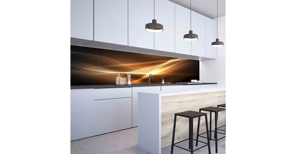 Konyhai hátfal Wallplex falburkoló Aranybarna hullám 60x120cm Kihagyhatatlan ajánlat