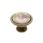 Kiárusítás Fogantyú P07-01-01-04-D34 Antik bronz színes virág porcelán