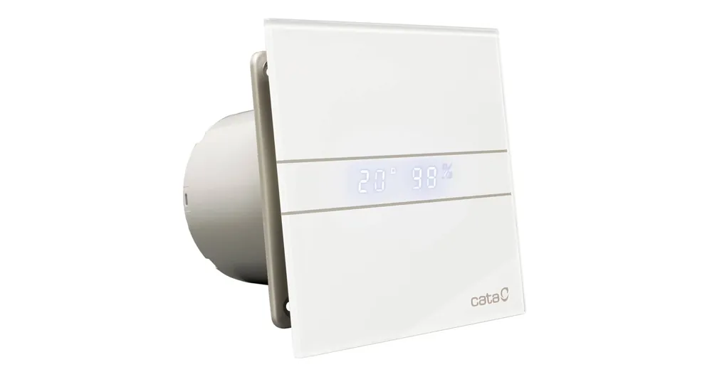 Cata E-100GTH ventilátor üveg előlappal, utószellőztető és páraérzékelő funkcióval, fehér Azonnali szállítás