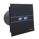 Outlet Cata E-100GTH BK ventilátor üveg előlappal, utószellőztető és páraérzékelő funkcióval, fekete