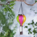 Felakasztható szolár lámpa - hőlégballon - lángeffekt - 12 sárga LED - 11 x 11 x 37 cm Expressz szállítás