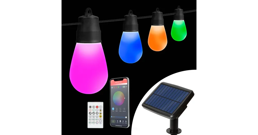 Olcsóbb Smart szolár fényfüzér - 15 db RGBIC LED - 6,5 m - bluetooth