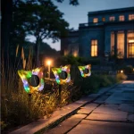 Kedvezmény Leszúrható szolár pillangó - sárga - 13 x 6,5 x 35 cm - melegfehér + színes LED