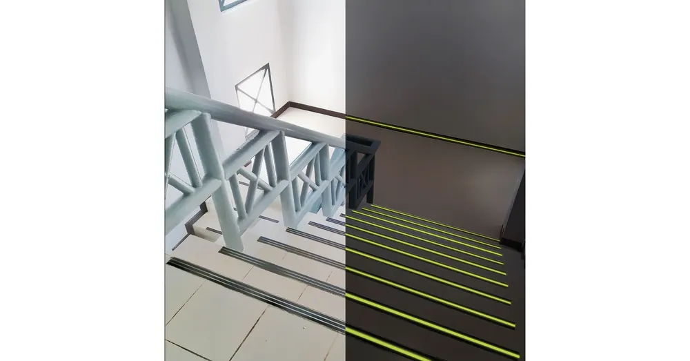 Végkiárusítás Ragasztószalag - csúszásmentes - 5 m x 50 mm - foszforeszkáló / fekete