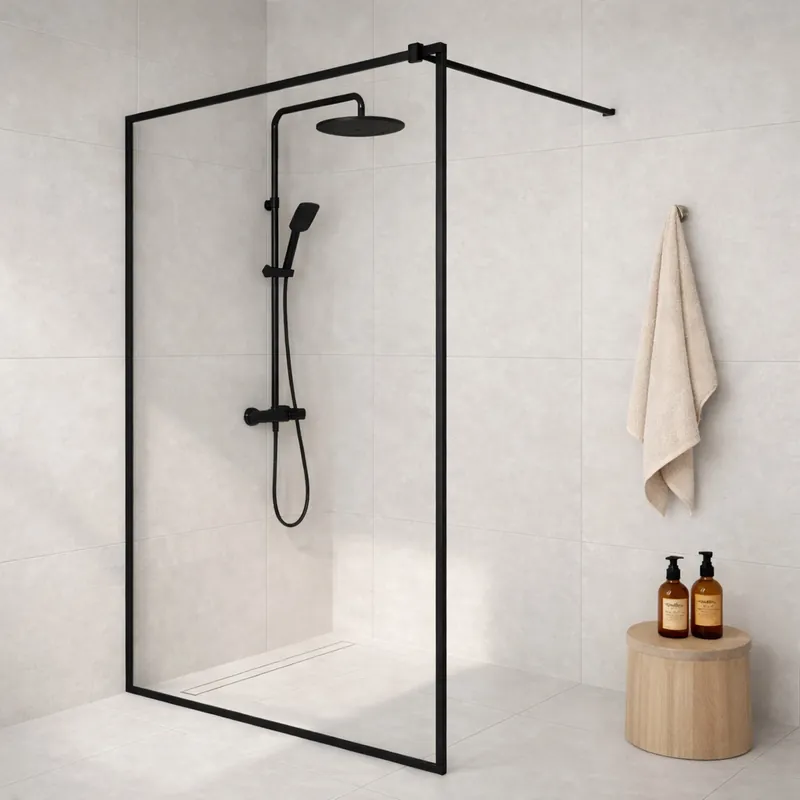AD, LC-WL203 zuhanyfal, 8 mm üveg, fekete, 100x200 cm Árcsökkenés