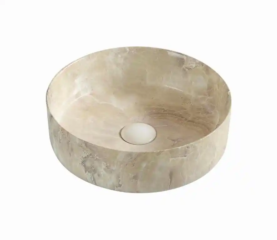 Mosdó, Bathco Dallas, kerek pultra ültethető, travertino márvány, 36*36*12 cm I.o. Ajánlat