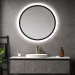 Inspiro Design Sole Smart, kör alakú tükör, keretvilágítással, szálcsiszolt fém kerettel, 25W, 80x80 cm Akció