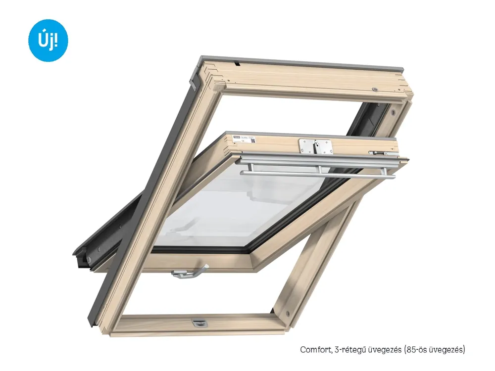 Velux, Tetőablak GLL MK08 1085B, 3-rétegű üveg, lakkozott fa, alsó kilincs, 78x140 cm Biztonságos fizetés