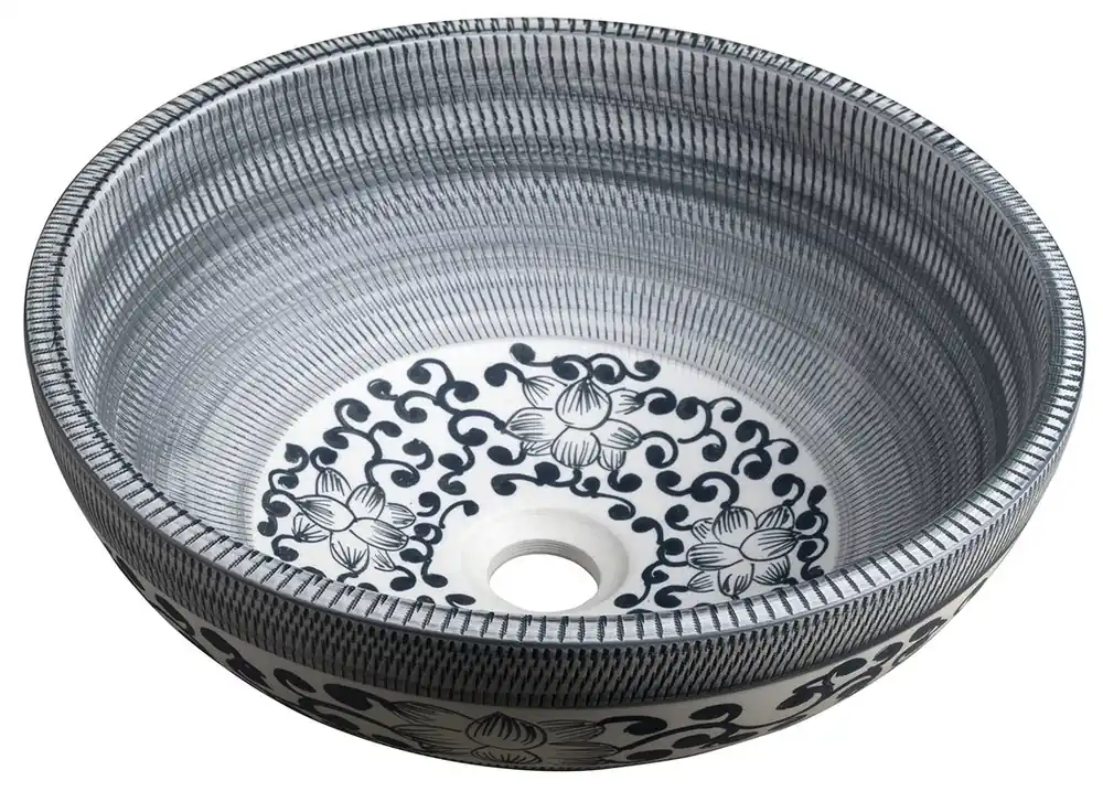 Mosdó, Sapho, PRIORI PI036, pultra ültethető, kék virágmintás, átmérő: 41 cm Exkluzív ajánlat