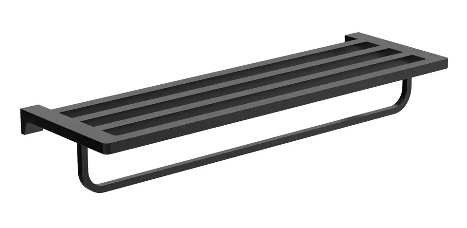 Árcsökkenés Törölközőtartó, Wellis, Mamba WE00118, polc, matt fekete, 60 cm