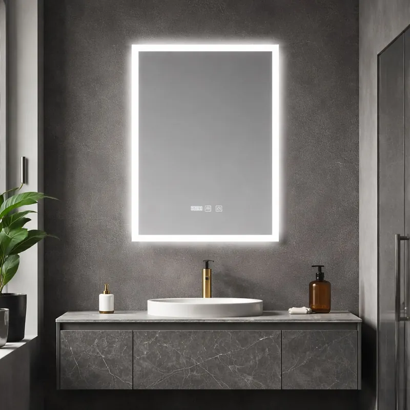 Biztonságos fizetés Inspiro Design Bledi Smart, álló tükör, keretvilágítással, szögletes, 25W, 50x70 cm