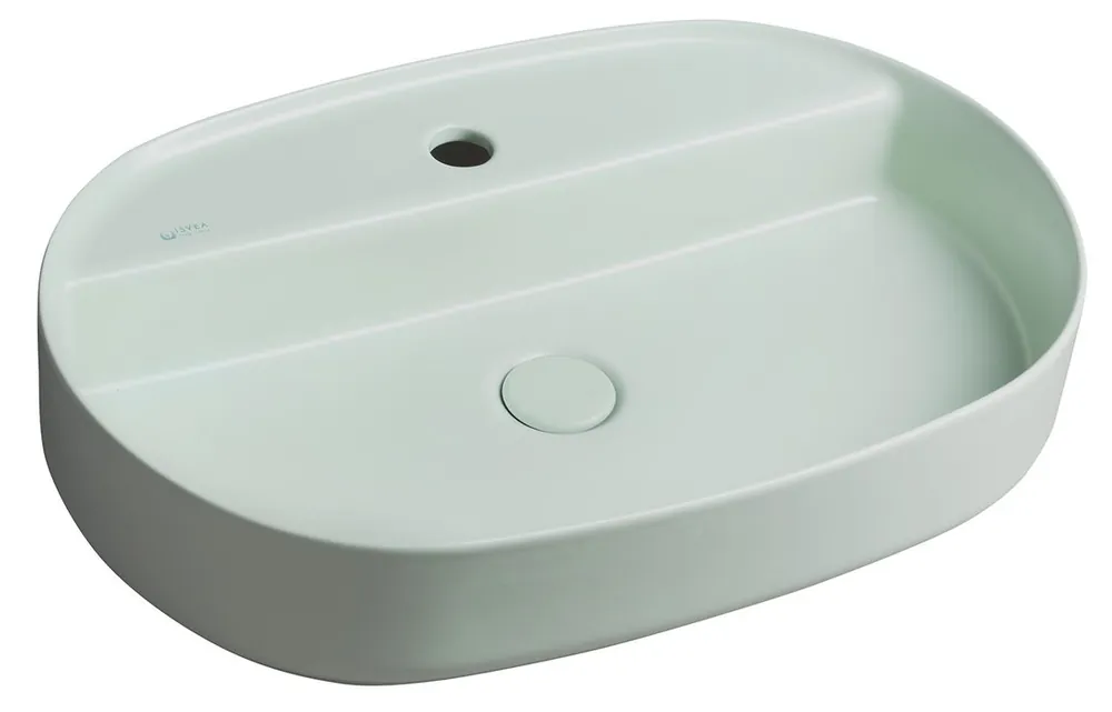 Azonnal elérhető Mosdó, Sapho, Infinity Oval 10NF65060-2T, pultra ültethető, csaplyukkal, matt mentol, 60 cm