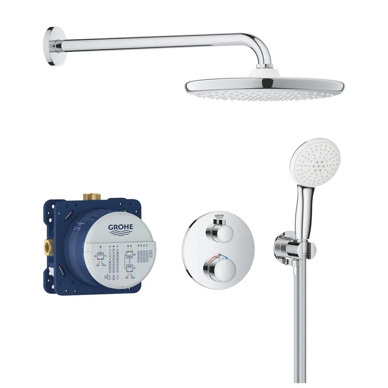 Árengedmény Grohe, Grohtherm termosztátos zuhanyrendszer, Tempesta 250 fejzuhannyal, 2 utas, alaptesttel 34872000