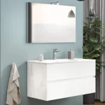 Azonnali szállítás S-Due, Easy fürdőszoba bútor 100 cm, tükör 80x60 cm,LED világítás, fényes fehér, 101x117x46 EASY100/F00