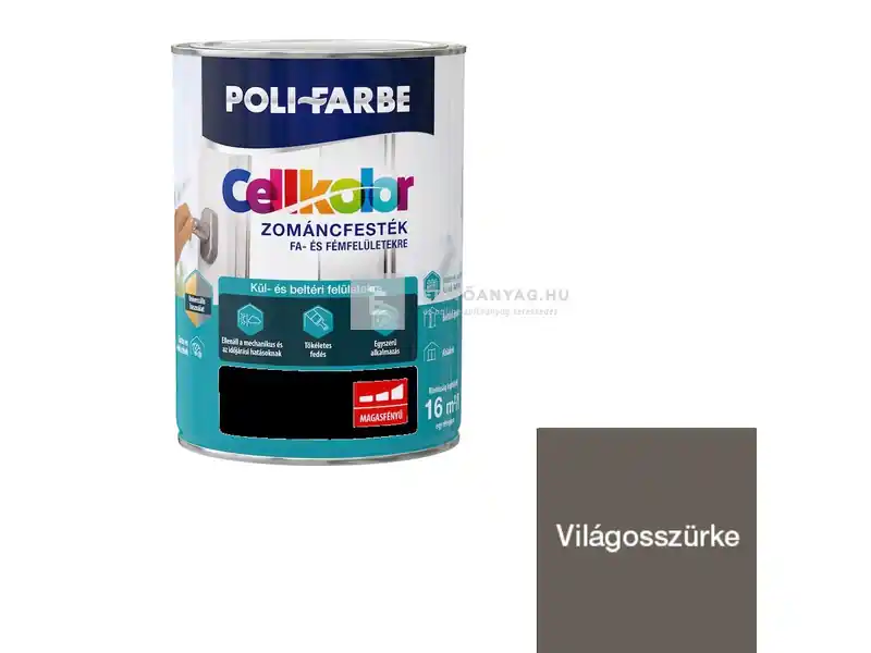Korlátozott ajánlat Poli-Farbe Cellkolor magasfényű zománcfesték világosszürke 5 l