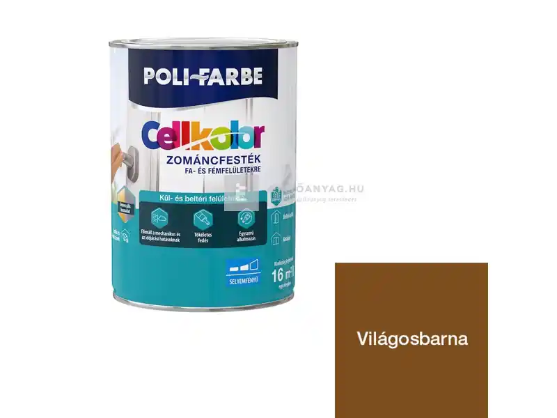 Poli-Farbe Cellkolor selyemfényű zománcfesték 0,8 l világosbarna 0,8 l Biztonságos fizetés