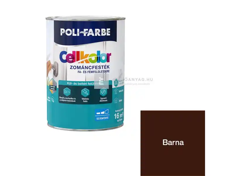 Poli-Farbe Cellkolor selyemfényű zománcfesték barna 0,8 l Expressz kézbesítés