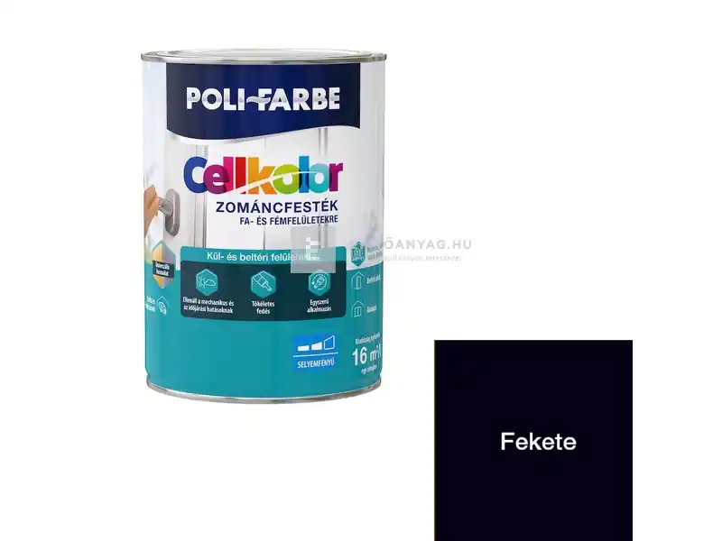 Alacsony ár Poli-Farbe Cellkolor selyemfényű zománcfesték fekete 0,4 l