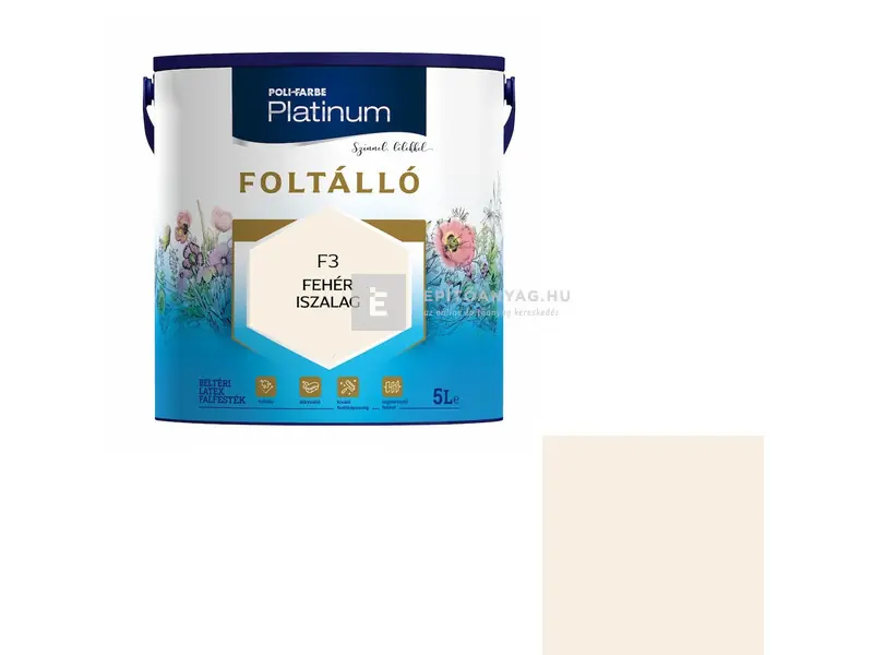 Szezonális akció Poli-Farbe Platinum Foltálló beltéri falfesték F3 fehér iszalag 5 l