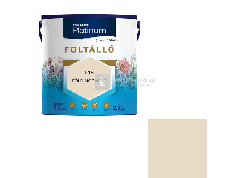 Poli-Farbe Platinum Foltálló beltéri falfesték F15 földimogyoró 2,5 l Újdonság