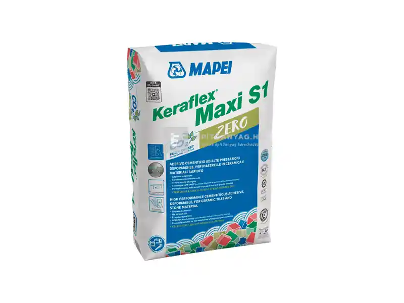 Mapei Keraflex Maxi S1 Zero kerámiaburkolat-ragasztó fehér 23 kg Biztonságos fizetés
