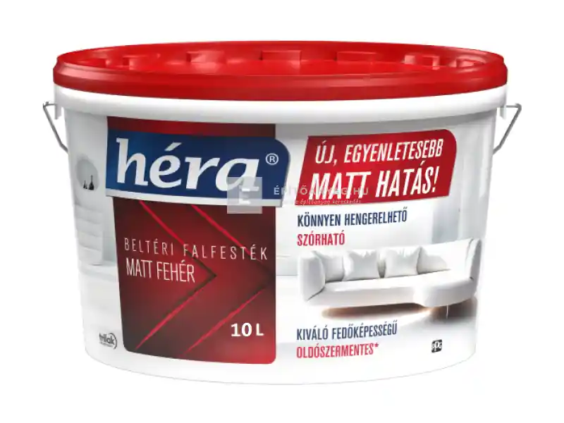 Trilak Héra Belső falfesték, matt fehér, piros tetős oldószer mentes 10 l Legnépszerűbb