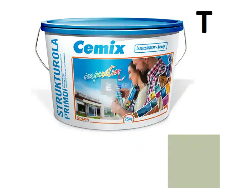 Gyors kiszállítás Cemix 2703 StrukturOLA Primo diszperziós vékonyvakolat, dörzsölt 2 mm 4515 green 25 kg