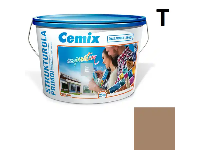Olcsóbb Cemix 2703 StrukturOLA Primo diszperziós vékonyvakolat, dörzsölt 2 mm 4917 brown 25 kg