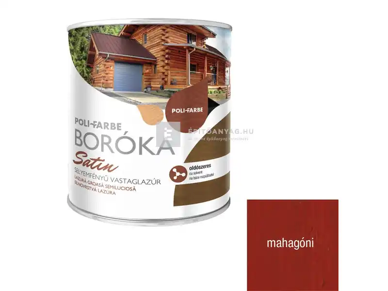 Poli-Farbe Boróka Satin oldószeres, selyemfényű vastaglazúr mahagóni 2,5 l Ne maradj le