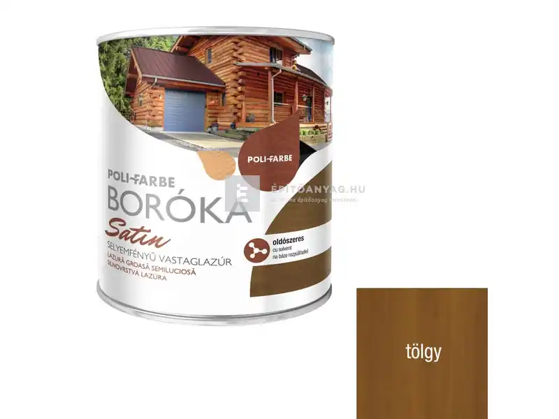 Poli-Farbe Boróka Satin oldószeres, selyemfényű vastaglazúr tölgy 2,5 l Akciós ár